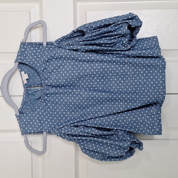 Crewcuts by J.Crew Girls' Peekaboo-Shoulder Top in Chambray Stars - Picture 2 of 14